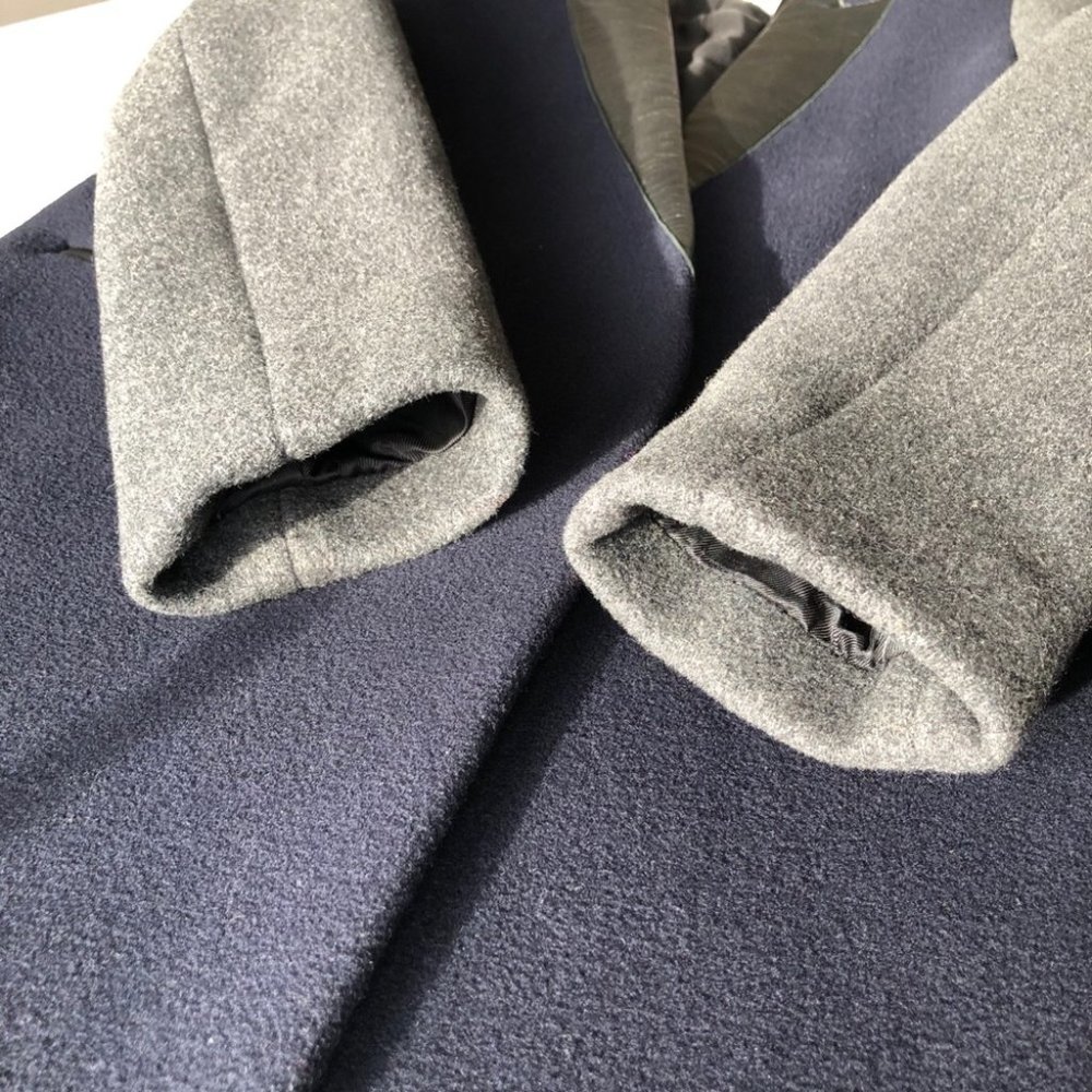 Sandro Paris Navy Colorblock Tailored Wool Coat 36 - Picture 7 of 15